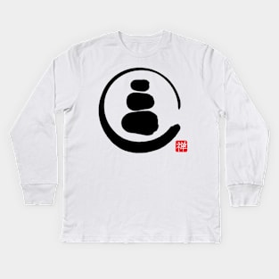 Zen Enso Circle and Zen stones Kids Long Sleeve T-Shirt